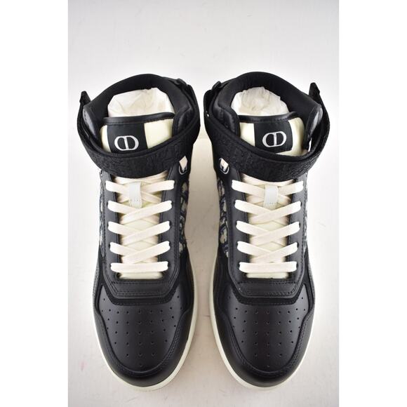 Dior Mens B27 Uptown Black Leather Oblique High Top Flat Trainer Sneakers 44 11 - Picture 8 of 12
